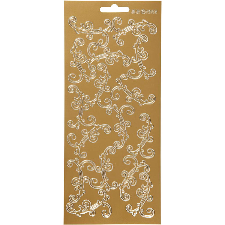 Autocollants Creativ company, tourbillon, feuille 10x23 cm, or, 1 feuille