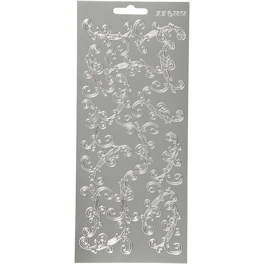 Autocollants Creativ company, tourbillon, feuille 10x23 cm, argent, 1 feuille