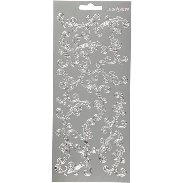Autocollants Creativ company, tourbillon, feuille 10x23 cm, argent, 1 feuille