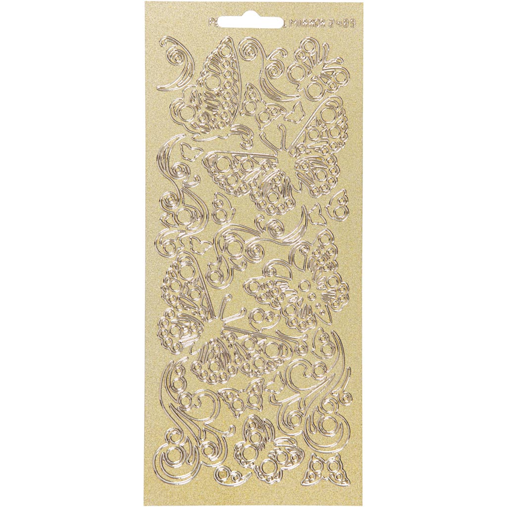 Creativ company autocollants, papillons, feuille 10x23 cm, or, 1 feuille