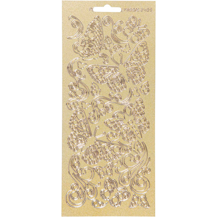 Creativ company autocollants, papillons, feuille 10x23 cm, or, 1 feuille