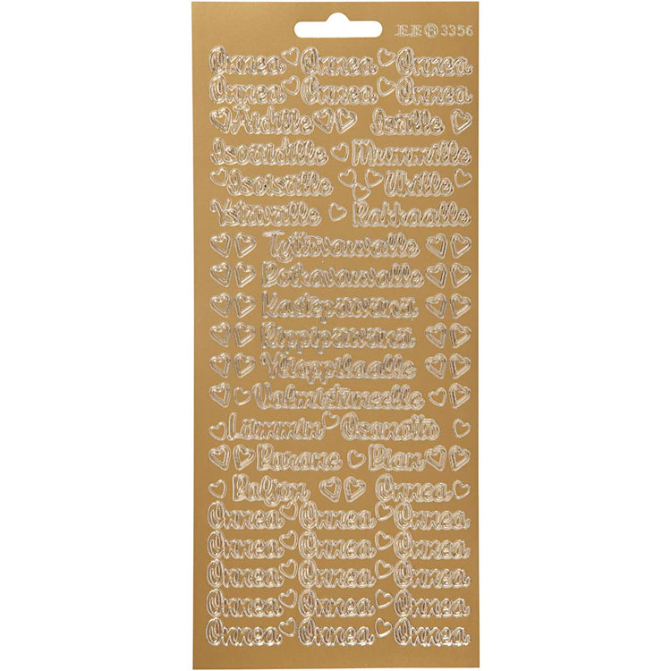 Autocollants Creativ company, onnea aidille, feuille 10x23 cm, or, 1 feuille