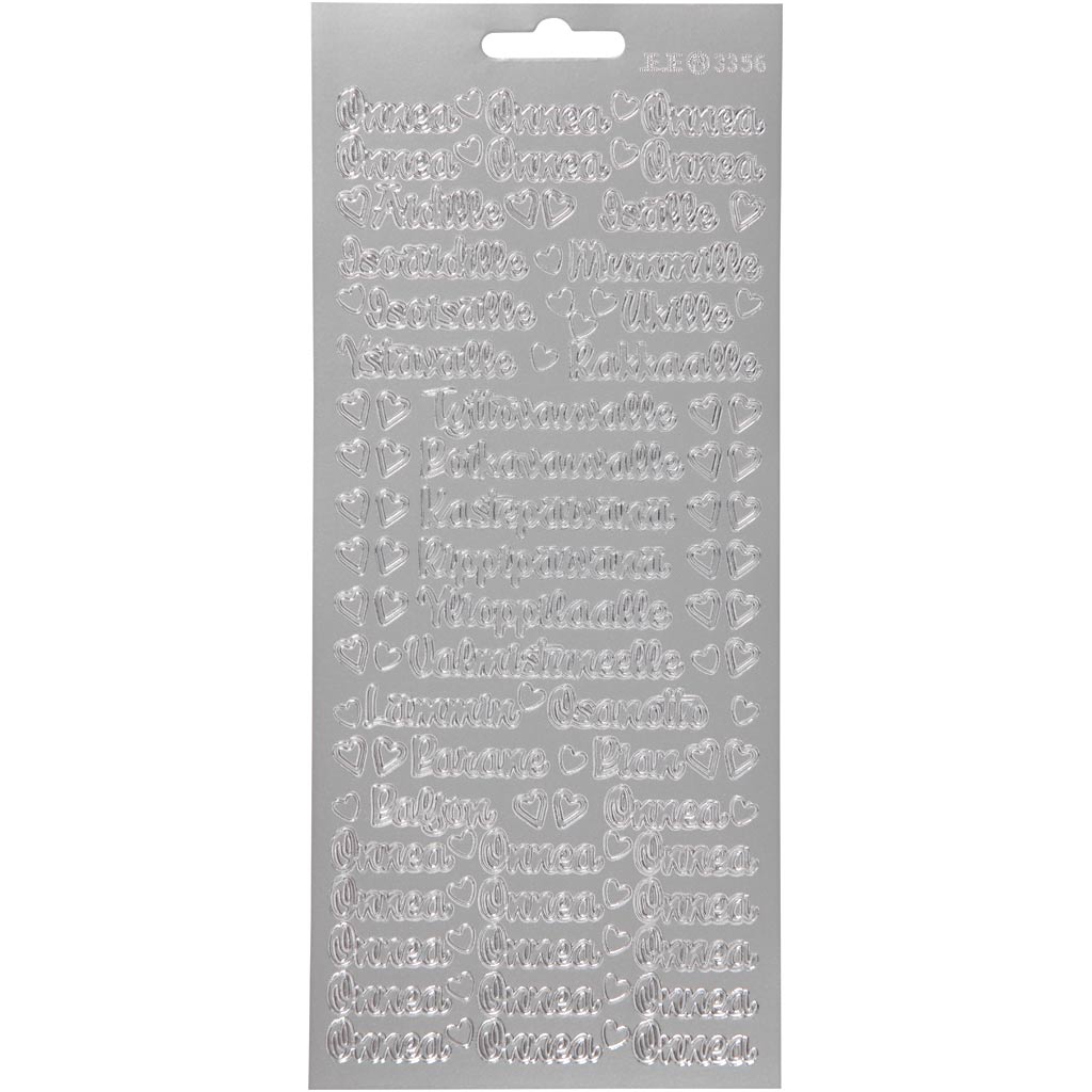 Autocollants Creativ company, onnea aidille, feuille 10x23 cm, argent, 1 feuille
