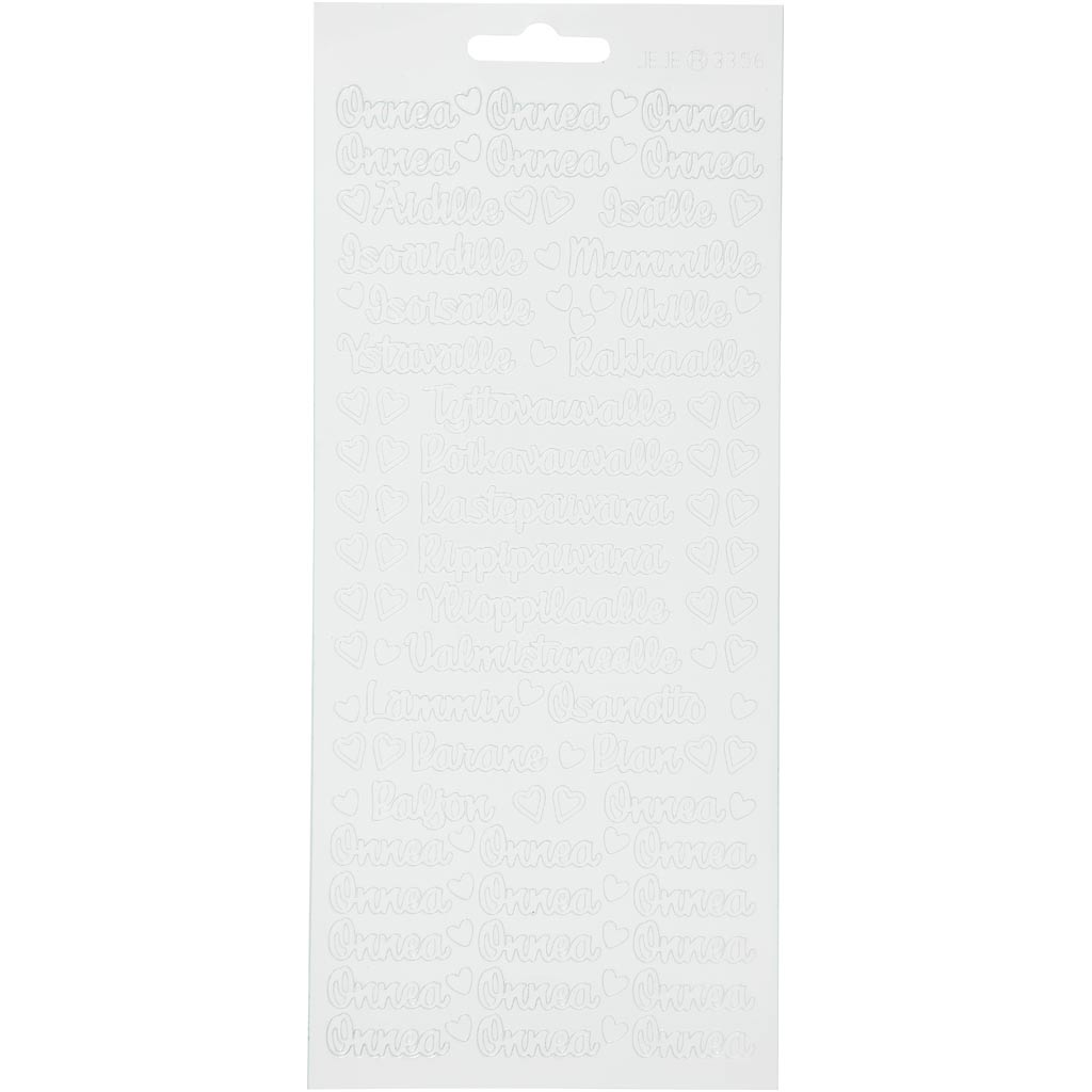 Autocollants Creativ company, onnea aidille, feuille 10x23 cm, blanc, 1 feuille