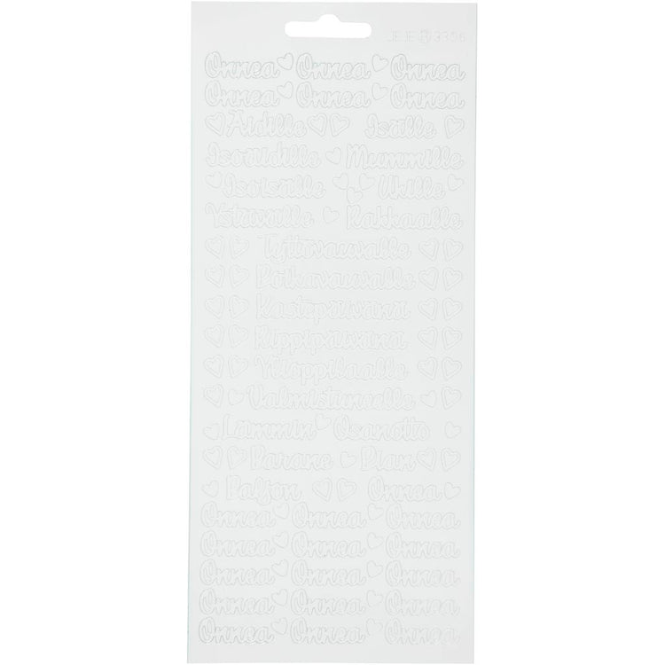 Autocollants Creativ company, onnea aidille, feuille 10x23 cm, blanc, 1 feuille