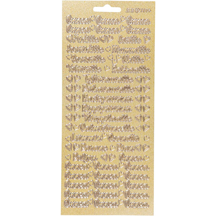 Autocollants Creativ company, onnea aidille, feuille 10x23 cm, or, 1 feuille