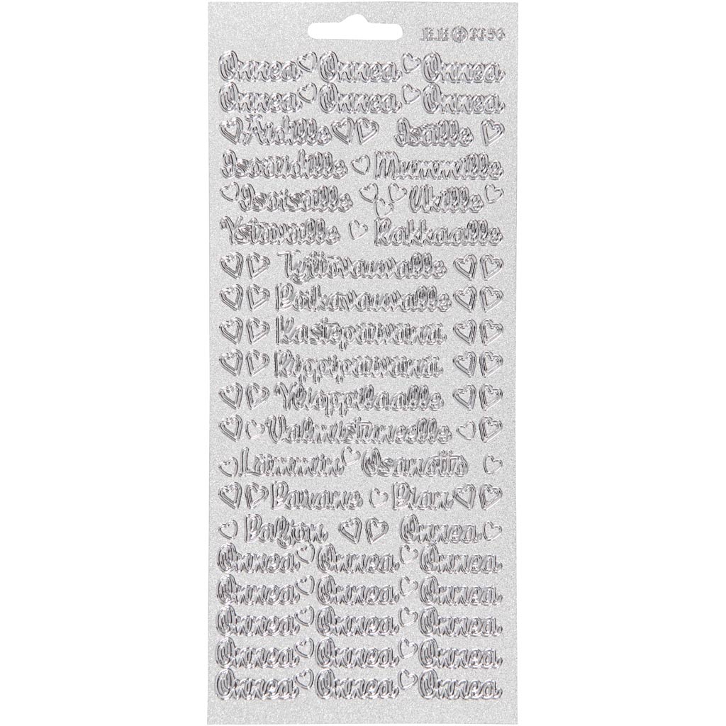 Autocollants Creativ company, onnea aidille, feuille 10x23 cm, argent, 1 feuille