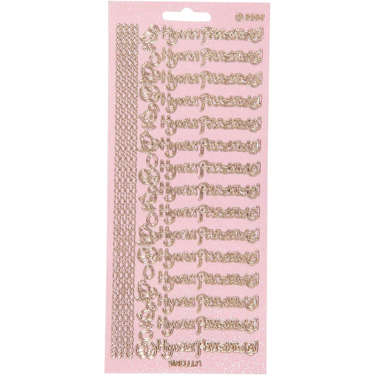 Autocollants Creativ company, hyvaa pääsiäistä, feuille 10x23 cm, paillettes dorées, 1 feuille