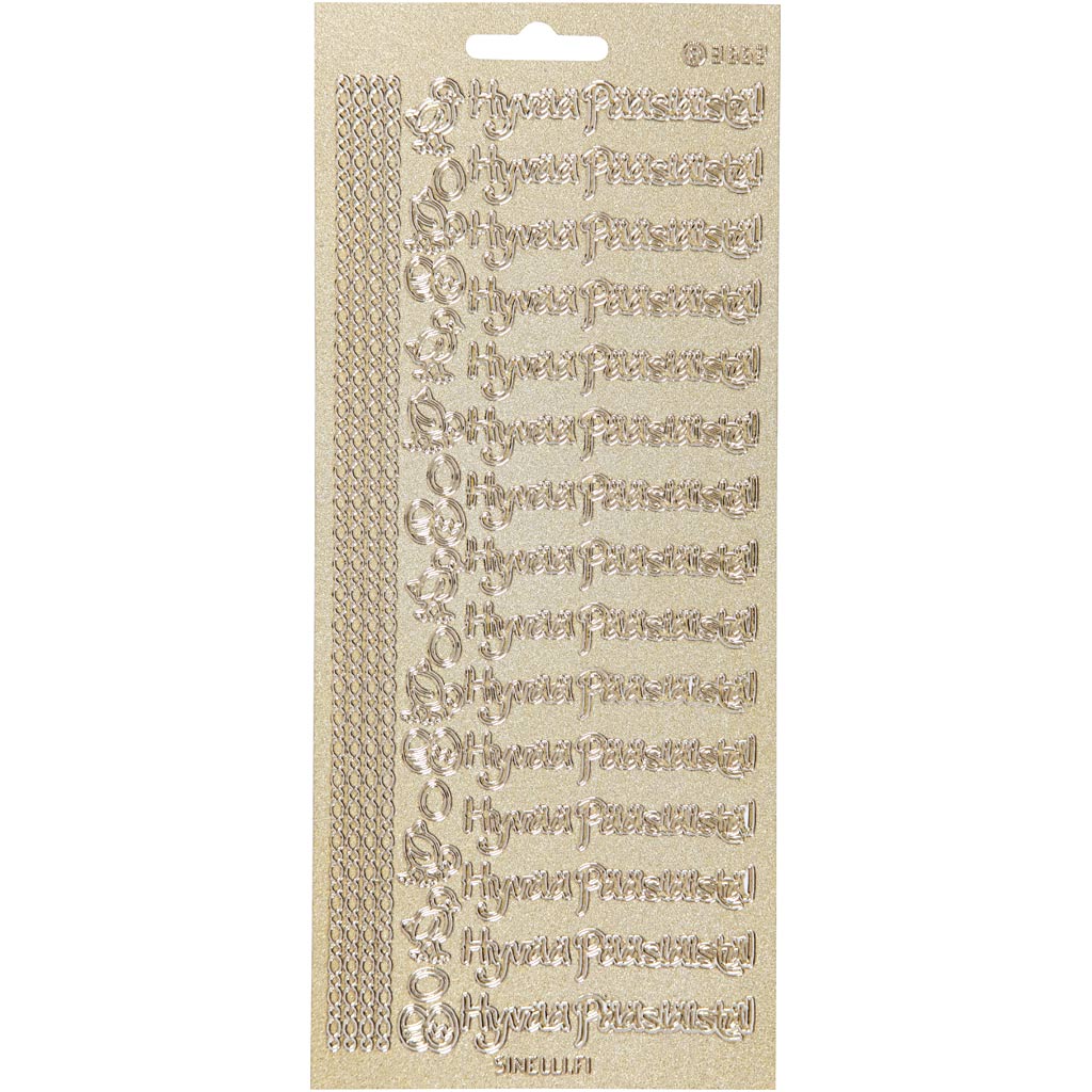 Autocollants Creativ company, hyvaa pääsiäistä, feuille 10x23 cm, or, 1 feuille