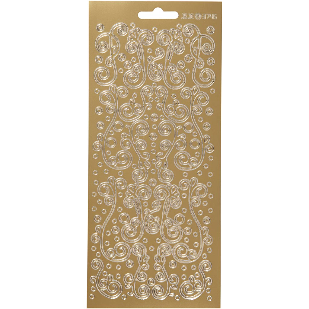 Autocollants Creativ company, tourbillon, feuille 10x23 cm, or, 1 feuille