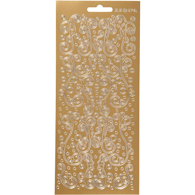 Autocollants Creativ company, tourbillon, feuille 10x23 cm, or, 1 feuille