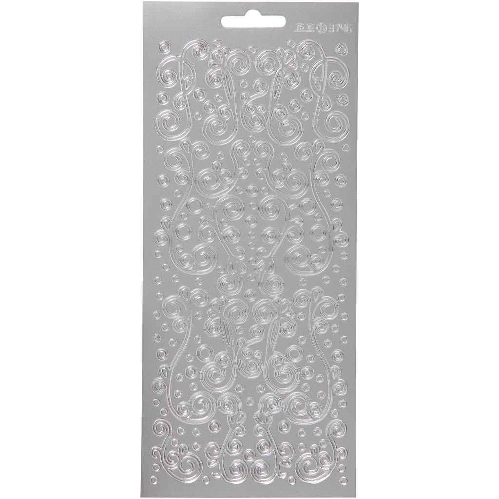 Autocollants Creativ company, tourbillon, feuille 10x23 cm, argent, 1 feuille