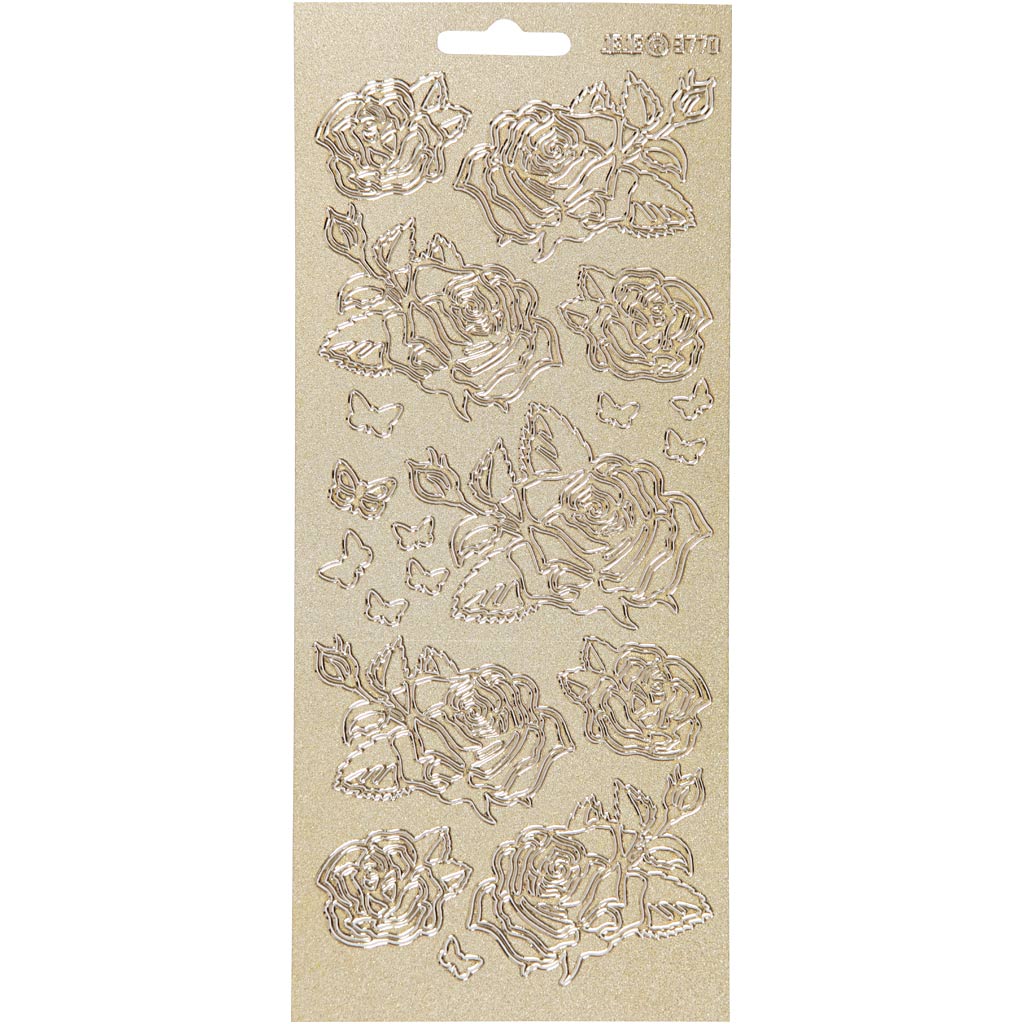 Creativ company autocollants, roses, feuille 10x23 cm, or, 1 feuille