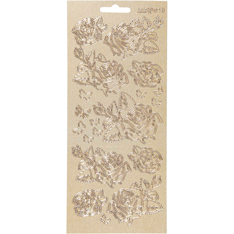 Creativ company autocollants, roses, feuille 10x23 cm, or, 1 feuille