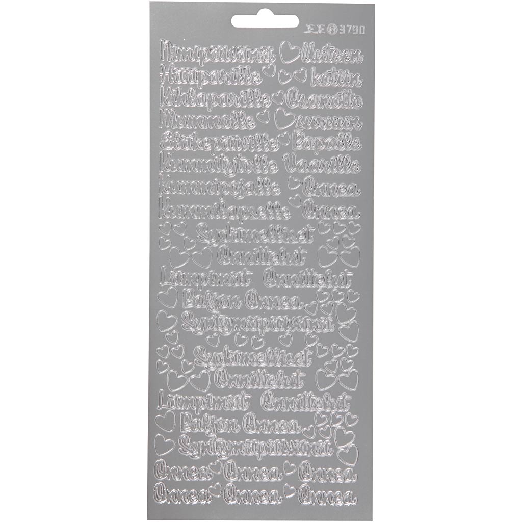 Autocollants Creativ Company, nimipäivänä, feuille 10x23 cm, argent, 1 feuille