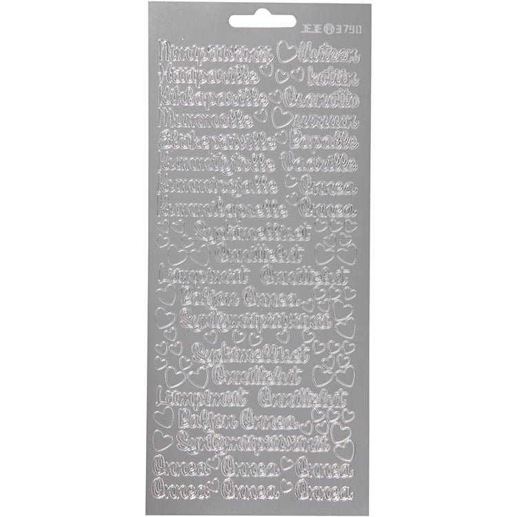 Autocollants Creativ Company, nimipäivänä, feuille 10x23 cm, argent, 1 feuille