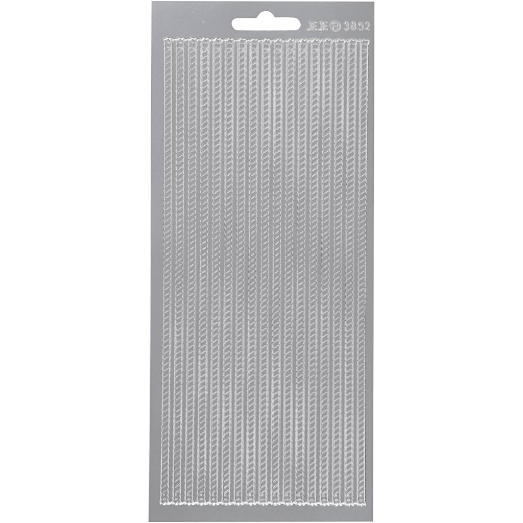 Creativ company autocollants, bordures, feuille 10x23 cm, argent, 1 feuille