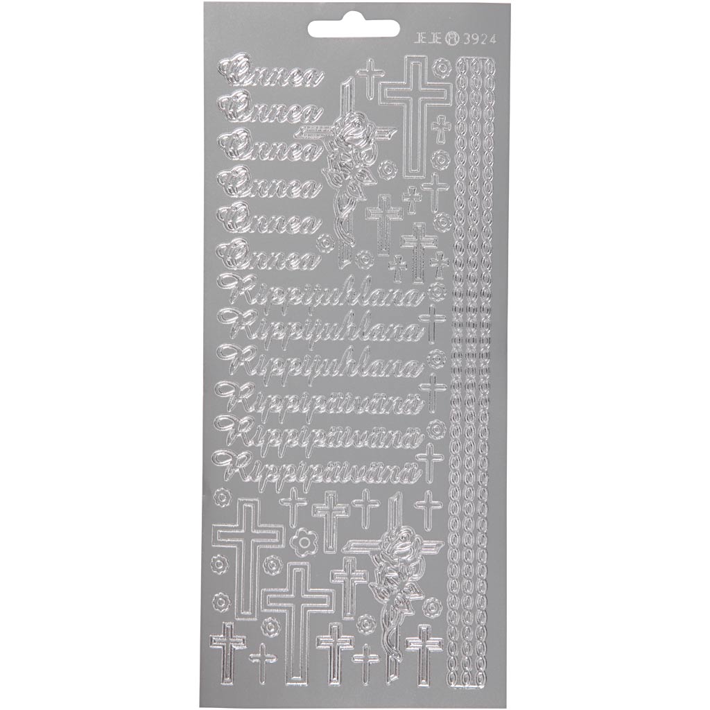 Autocollants Creativ company, onnea rippyhlana, feuille 10x23 cm, argent, 1 feuille