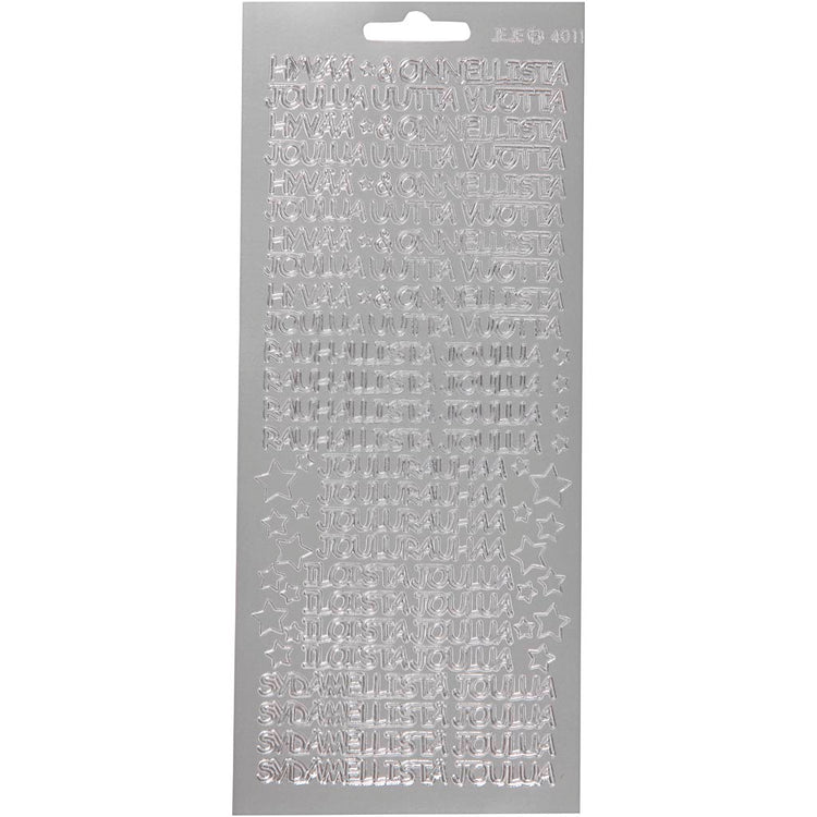 Autocollants Creativ company, hyvaa onnelista, feuille 10x23 cm, argent, 1 feuille
