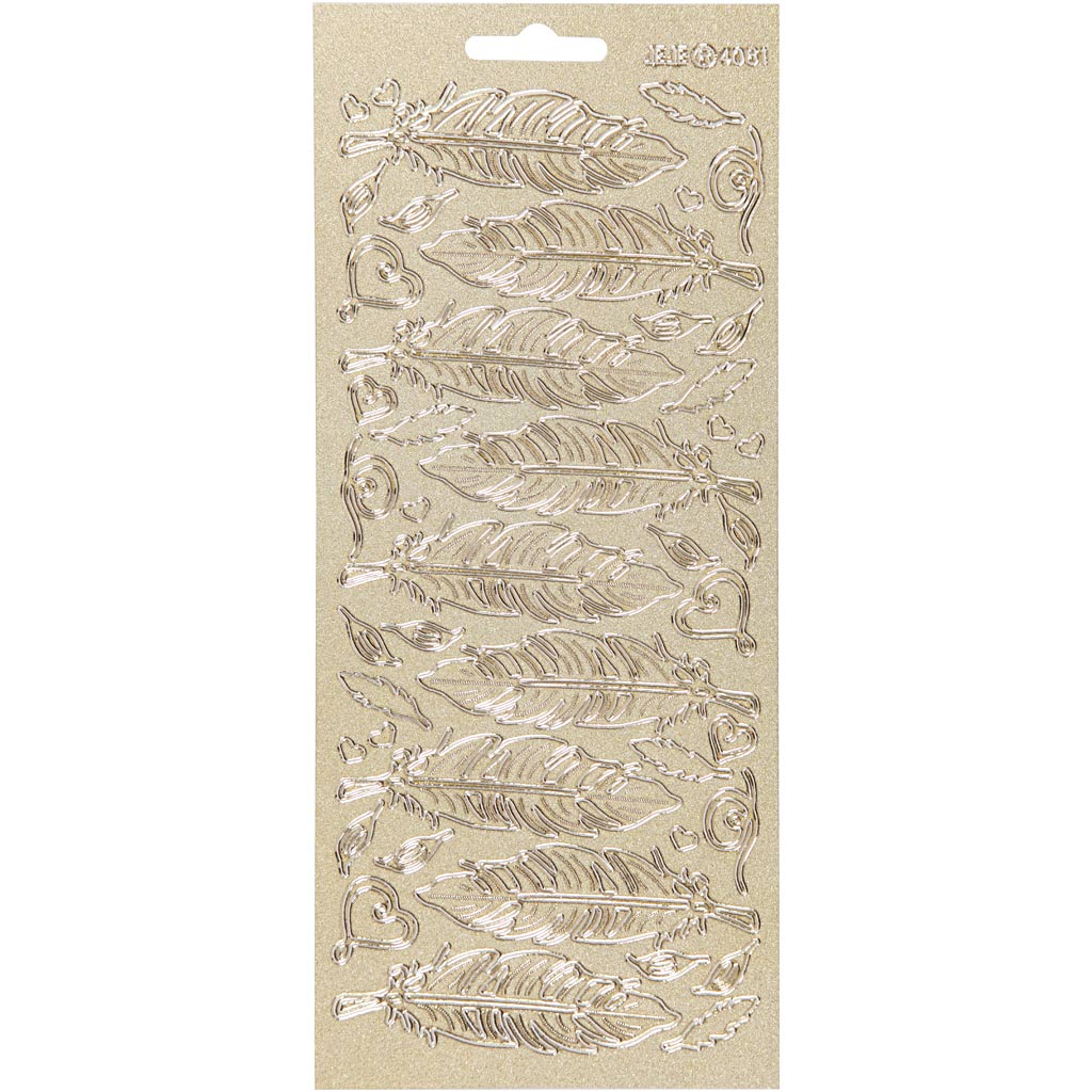 Creativ company autocollants, plumes, feuille 10x23 cm, or, 1 feuille