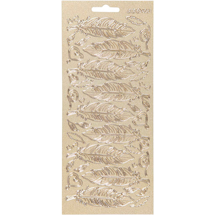 Creativ company autocollants, plumes, feuille 10x23 cm, or, 1 feuille