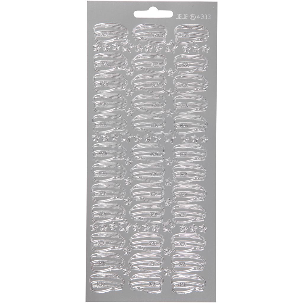 Autocollants Creativ company, chapeau, feuille 10x23 cm, argent, 1 feuille