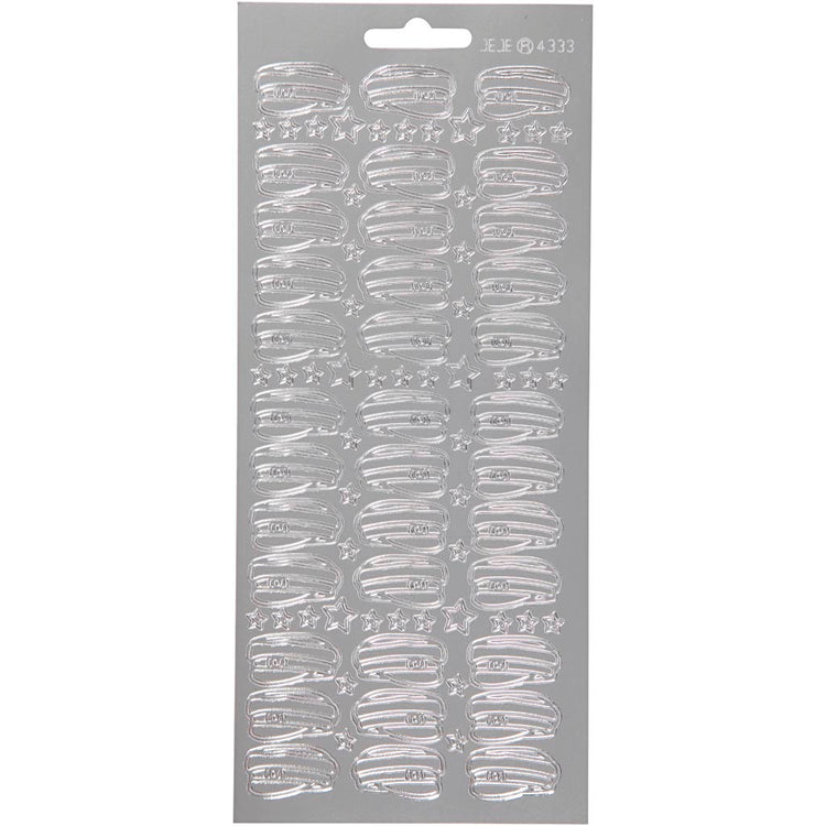 Autocollants Creativ company, chapeau, feuille 10x23 cm, argent, 1 feuille