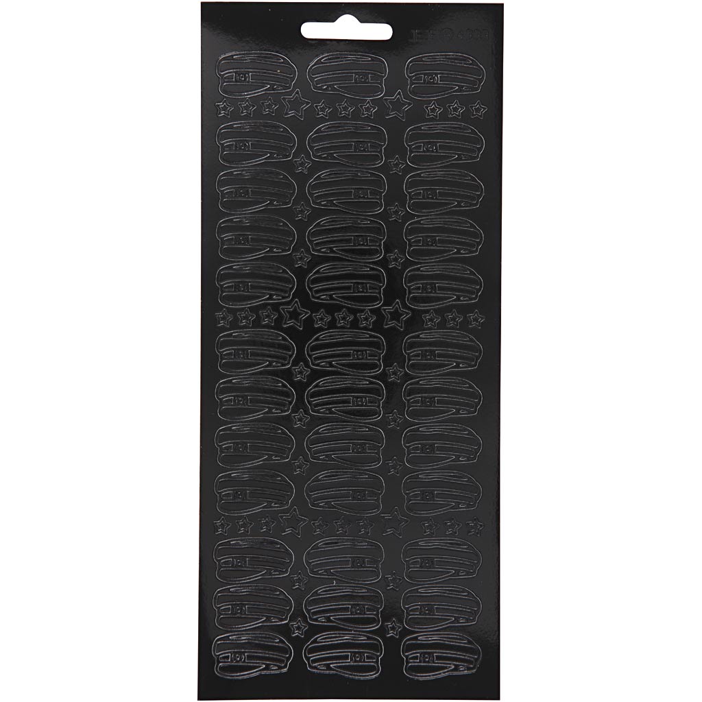Autocollants Creativ company, chapeau, feuille 10x23 cm, noir, 1 feuille