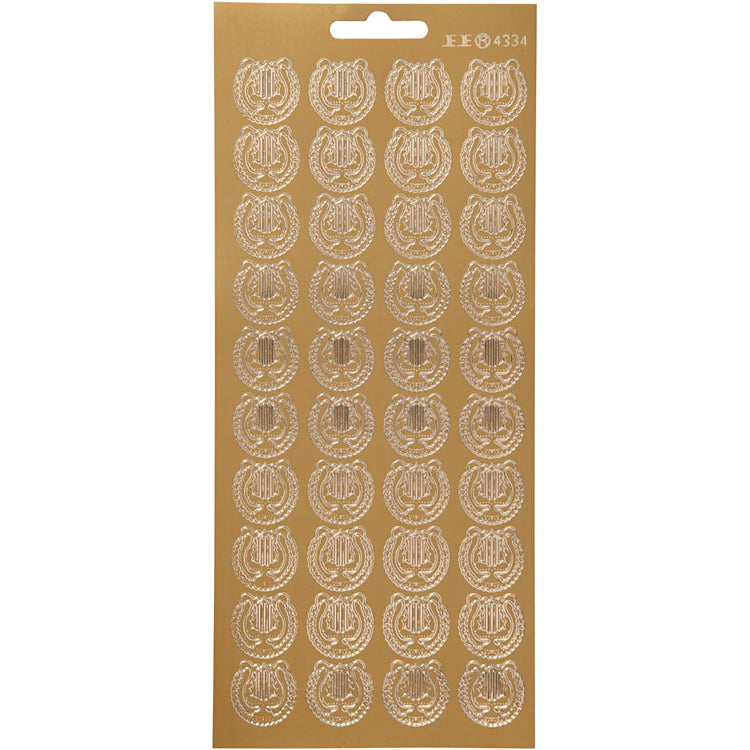 Autocollants Creativ company, lyre, feuille 10x23 cm, or, 1 feuille