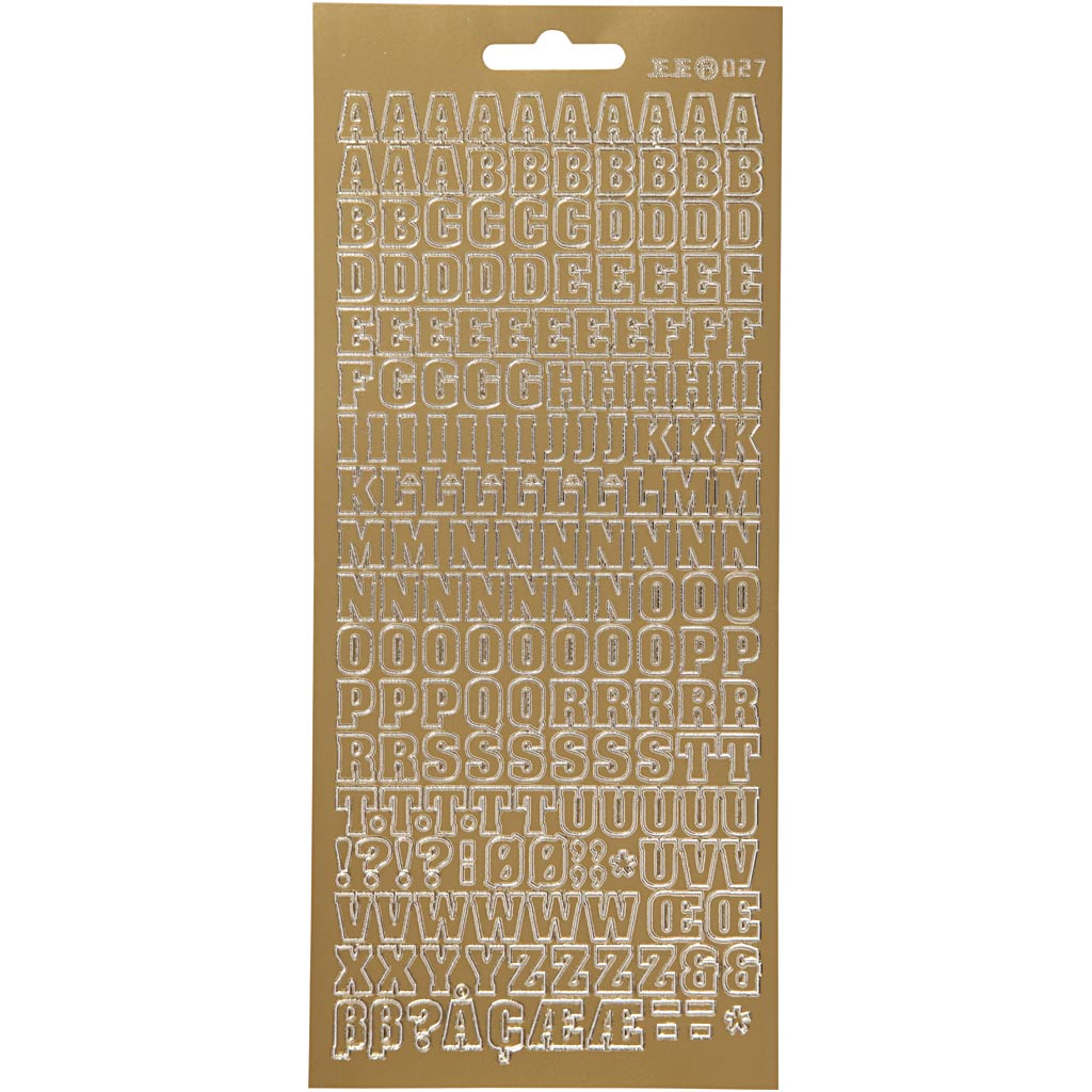 Autocollants Creativ company, alphabet, feuille 10x23 cm, or, 1 feuille