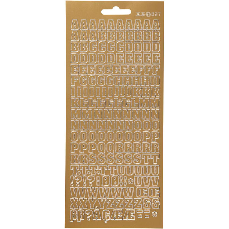 Autocollants Creativ company, alphabet, feuille 10x23 cm, or, 1 feuille