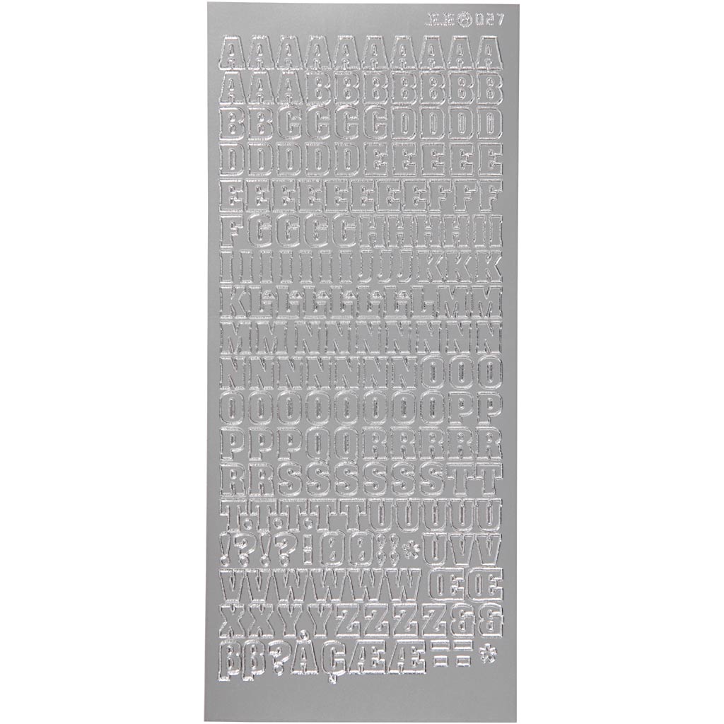 Autocollants Creativ company, alphabet, feuille 10x23 cm, argent, 1 feuille