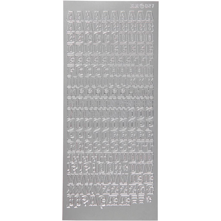 Autocollants Creativ company, alphabet, feuille 10x23 cm, argent, 1 feuille
