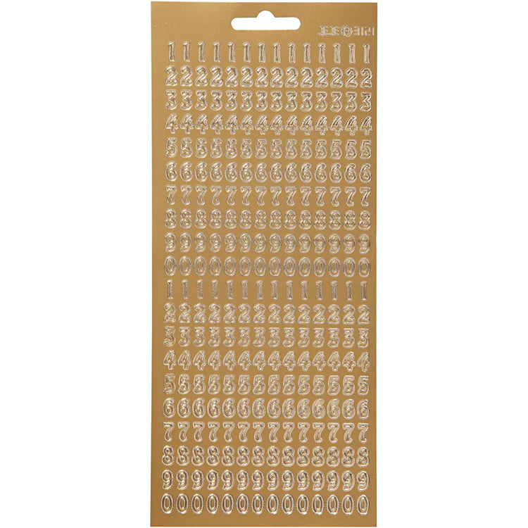 Creativ company autocollants, chiffres, feuille 10x23 cm, or, 1 feuille