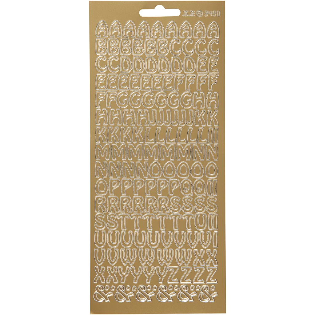 Autocollants Creativ company, alphabet, feuille 10x23 cm, or, 1 feuille