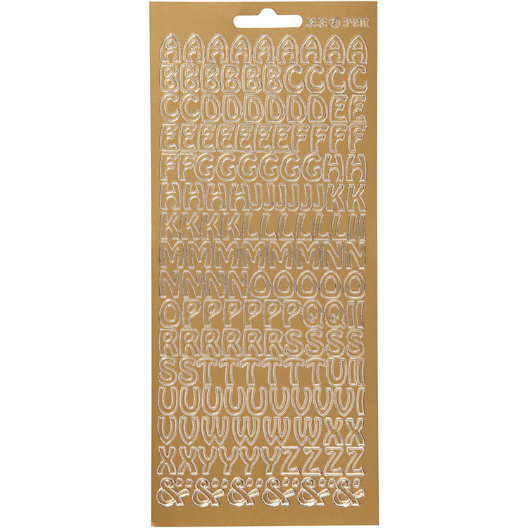 Autocollants Creativ company, alphabet, feuille 10x23 cm, or, 1 feuille