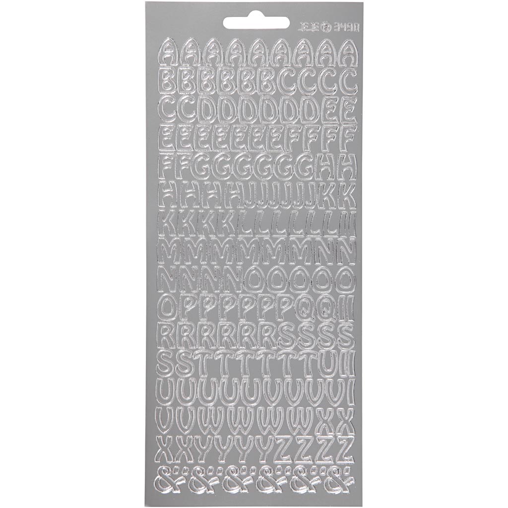 Autocollants Creativ company, alphabet, feuille 10x23 cm, argent, 1 feuille