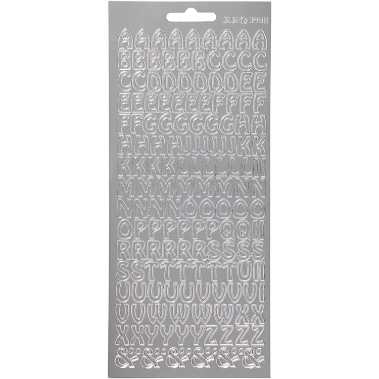 Autocollants Creativ company, alphabet, feuille 10x23 cm, argent, 1 feuille