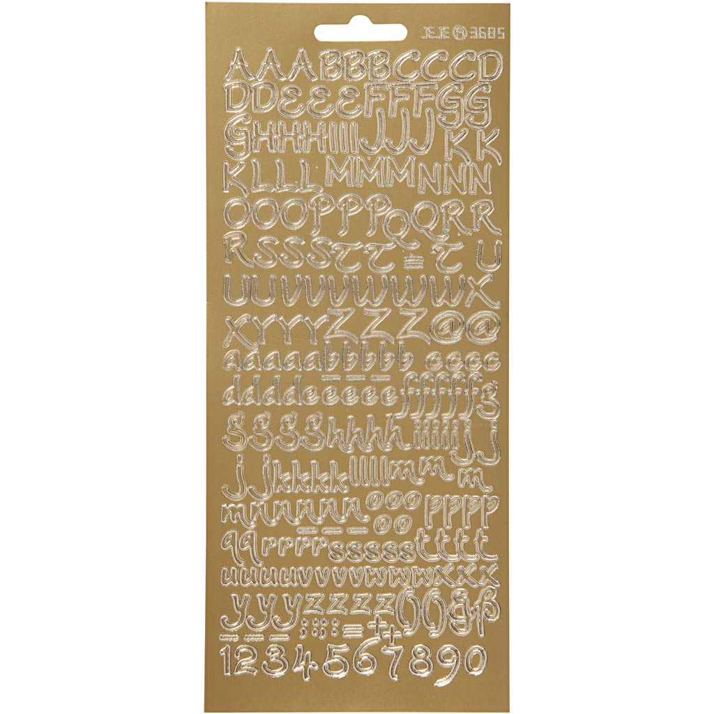 Autocollants Creativ company, alphabet, feuille 10x23 cm, or, 1 feuille