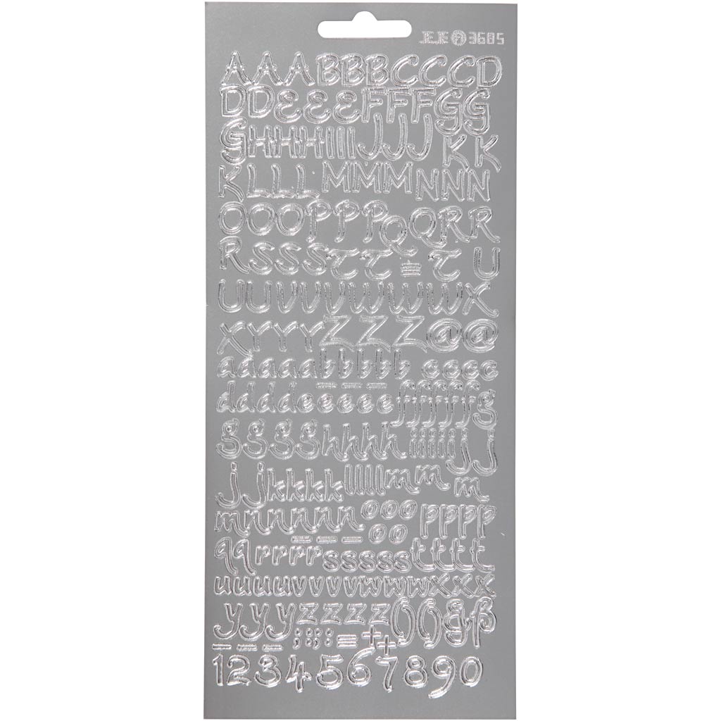 Autocollants Creativ company, alphabet, feuille 10x23 cm, argent, 1 feuille