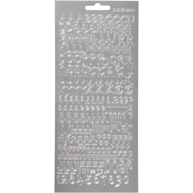Autocollants Creativ company, alphabet, feuille 10x23 cm, argent, 1 feuille