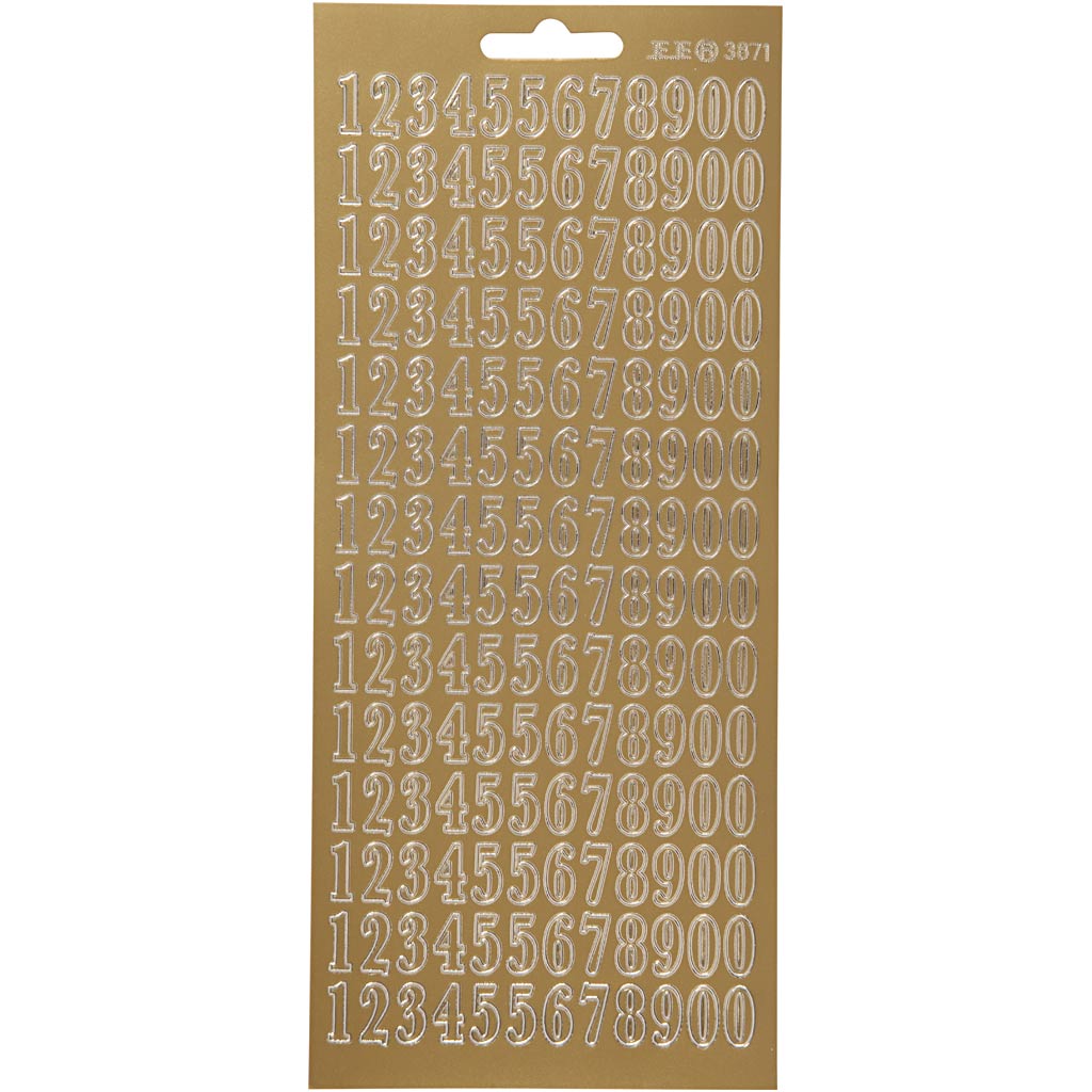 Creativ company autocollants, chiffres, feuille 10x23 cm, or, 1 feuille
