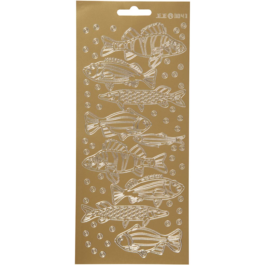Creativ company autocollants, poisson, feuille 10x23 cm, or, 1 feuille