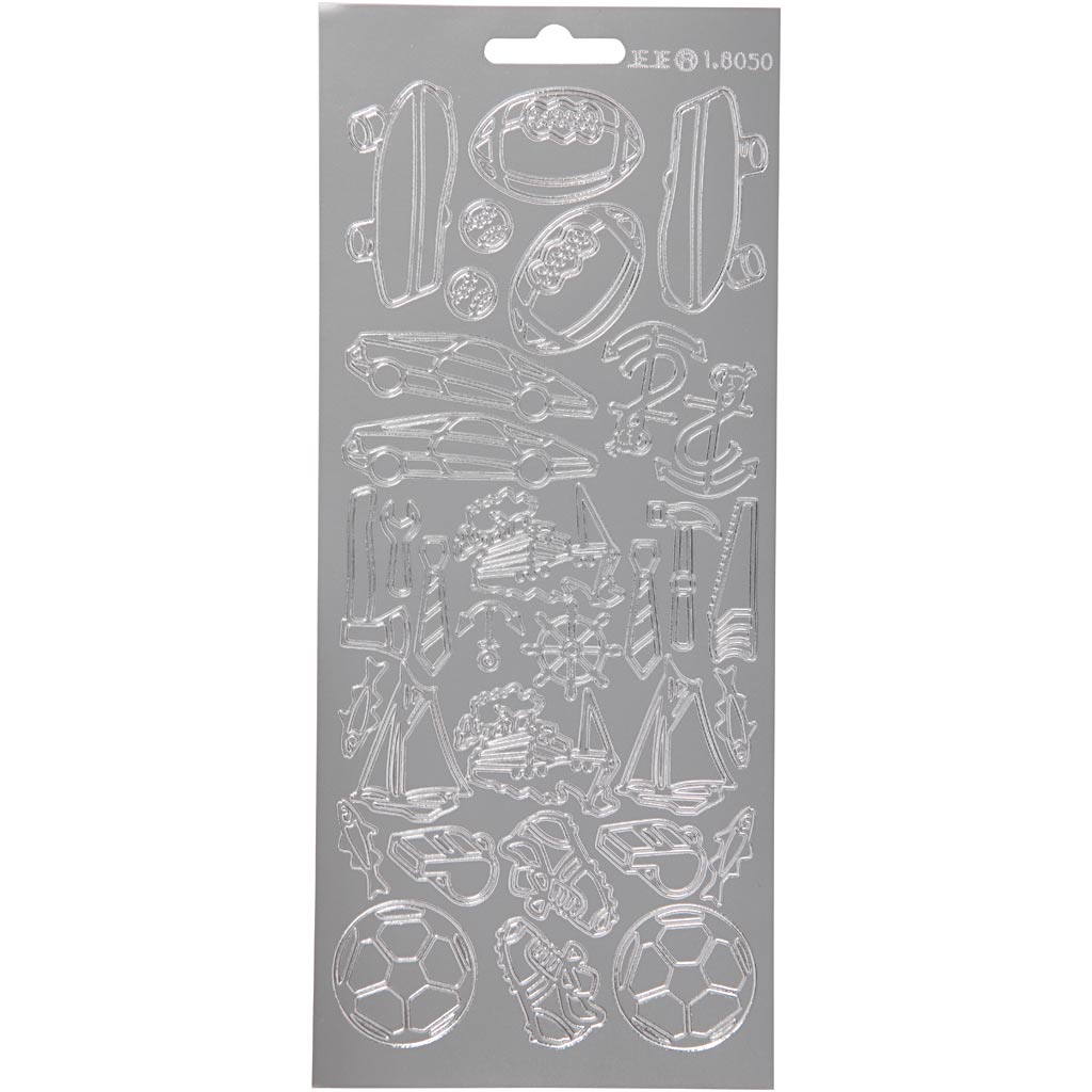 Autocollants Creativ company, sport, feuille 10x23 cm, argent, 1 feuille