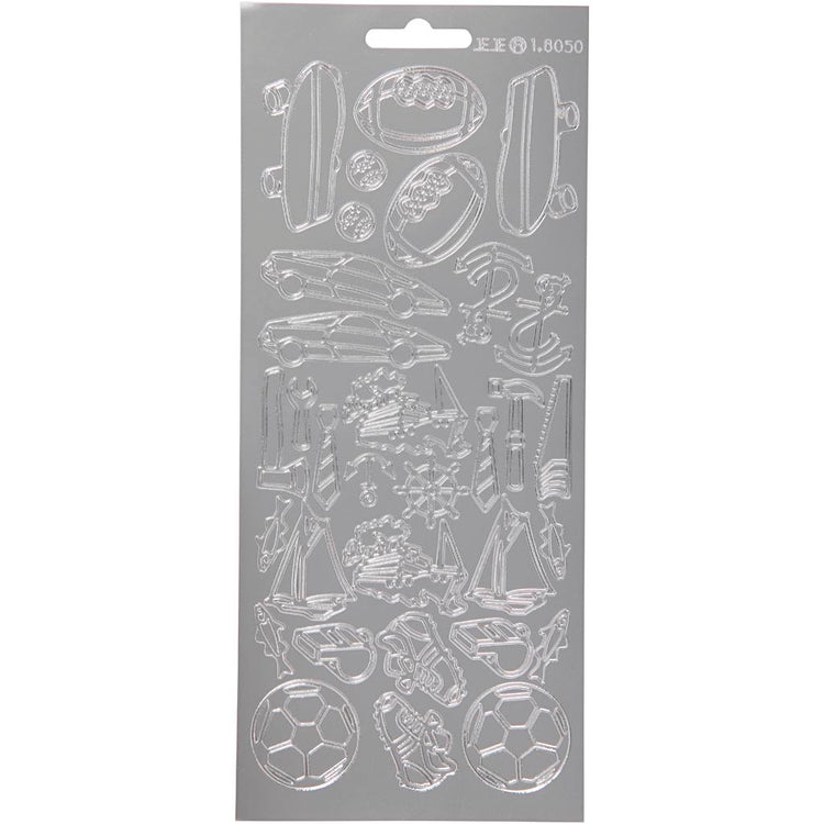 Autocollants Creativ company, sport, feuille 10x23 cm, argent, 1 feuille