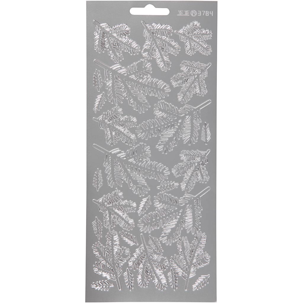 Autocollants Creativ company, brindilles, feuille 10x23 cm, argent, 1 feuille