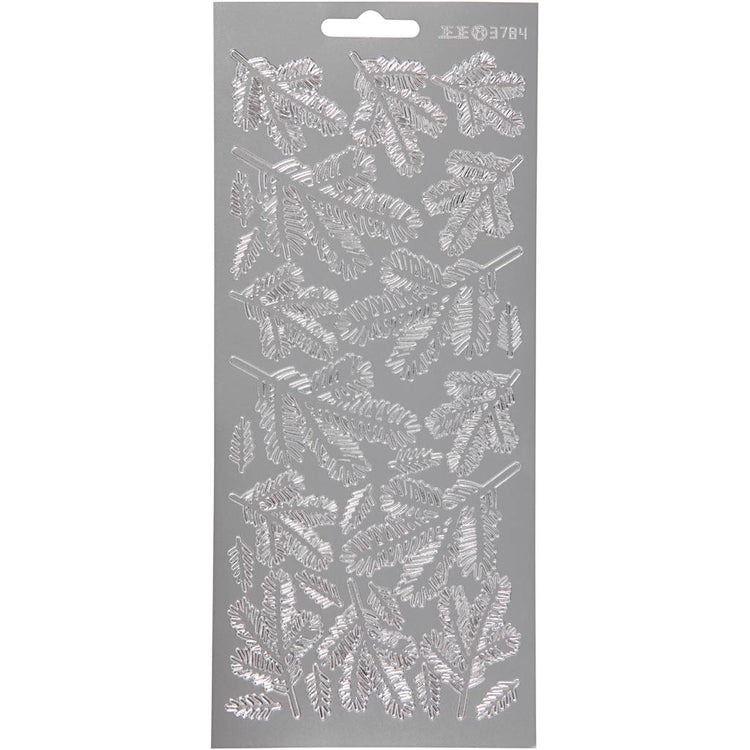 Autocollants Creativ company, brindilles, feuille 10x23 cm, argent, 1 feuille