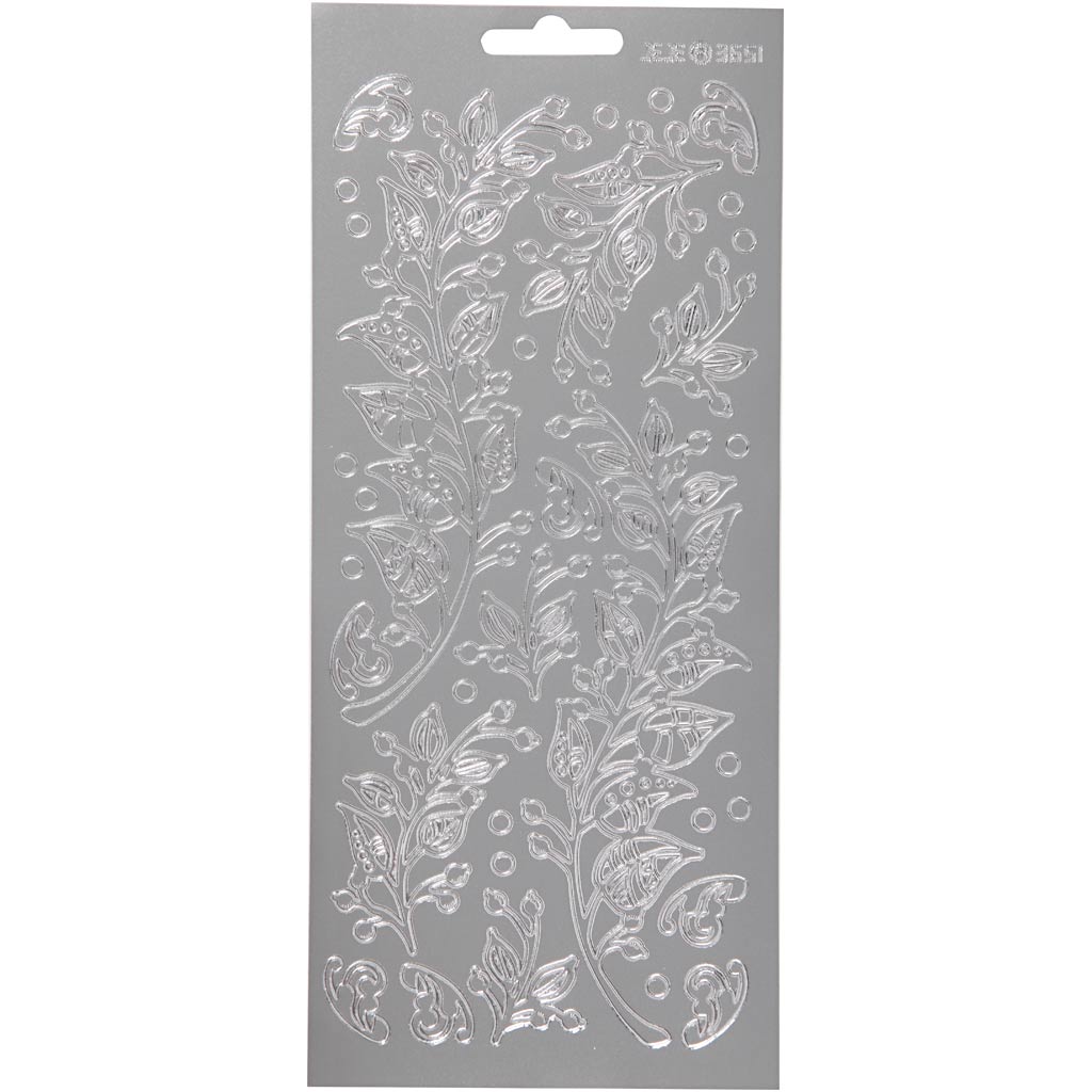 Creativ company autocollants, feuilles, feuille 10x23 cm, argent, 1 feuille