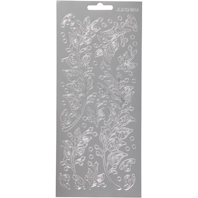 Creativ company autocollants, feuilles, feuille 10x23 cm, argent, 1 feuille