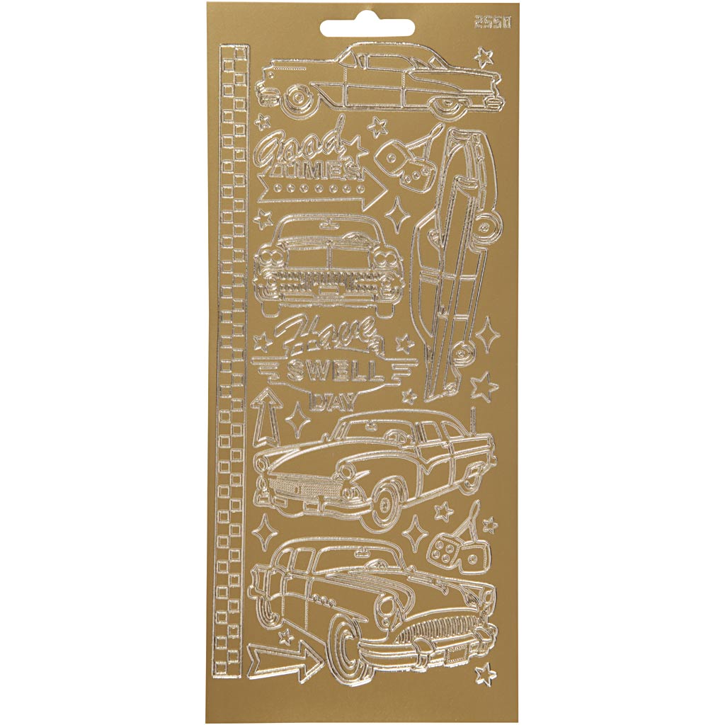 Creativ company autocollants, voitures, feuille 10x23 cm, or, 1 feuille